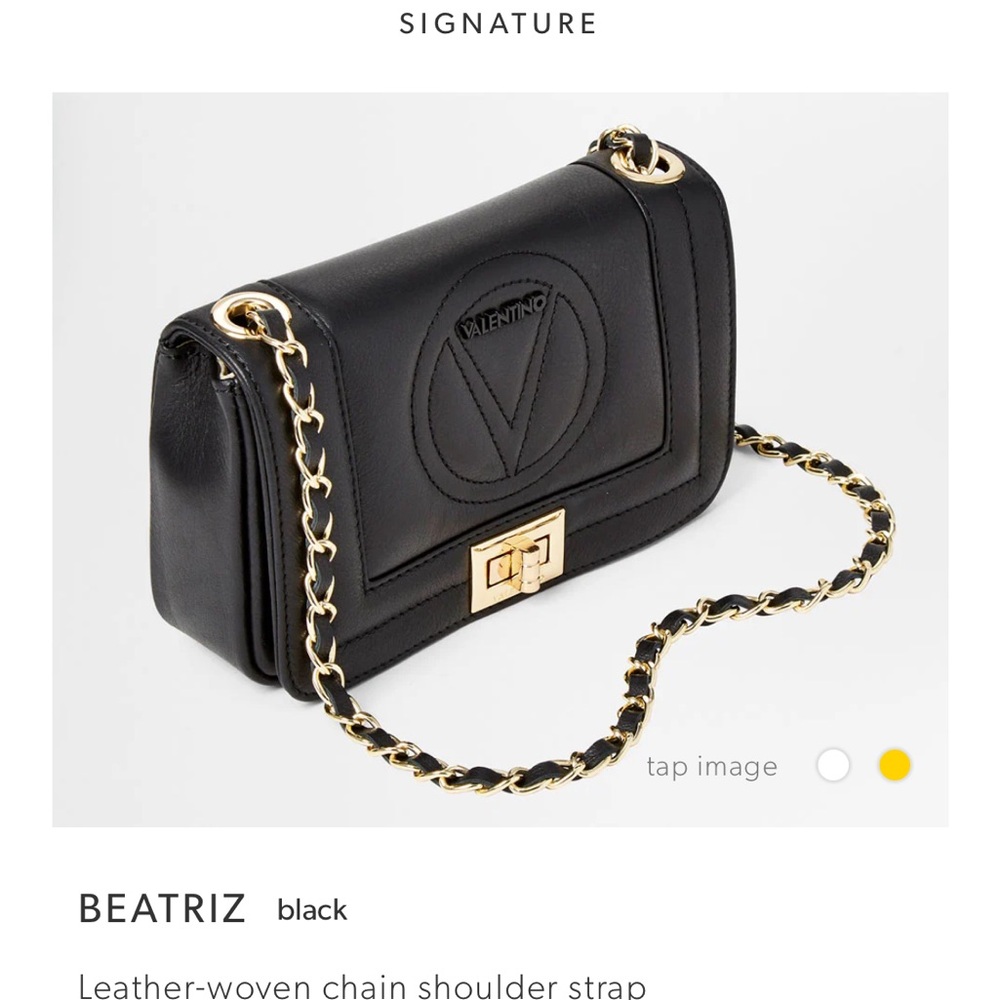 Valentino Black Quilted Leather Shoulder Bag with Gold Chain
